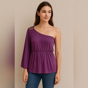 Torrid one shoulder blouse with sequence detail